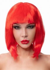 Красный парик-каре с челкой - 