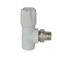 Клапан (вентиль) PP-R запорный белый Дн 20х1/2" Ру25 НР угловой для радиатора VALFEX 1014720012