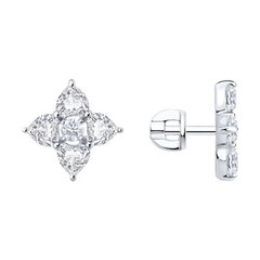 Серьги -пусеты МАРКИЗ из серебра 925 пробы c фианитами