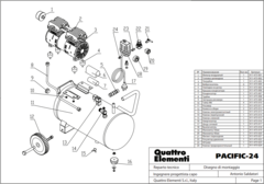 Компрессор поршневой безмасляный QUATTRO ELEMENTI PACIFIC-24 (160 л/мин, 24л, 1,2 л.с, 8 б (911-475)