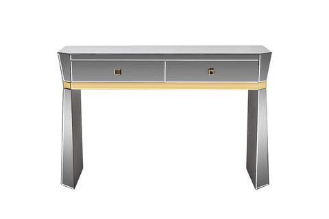 Консоль зеркальная Garda Decor с двумя ящиками и золотистой отделкой