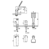 Lemark LM3745GM Встраиваемый смеситель на борт ванны на 3 отверстия, высота излива 11 см, длина 17 см, поворотный переключатель, латунь/графит