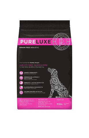 купить пурелюкс PureLuxe Elite Nutrition for healthy weight dogs with turkey, salmon & lentils сухой корм для пожилых, склонных к полноте и менее активных собак всех пород