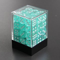 Набор шестигранных кубиков прозрачный морской волны (36 штук)