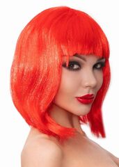 Красный парик-каре с челкой - 