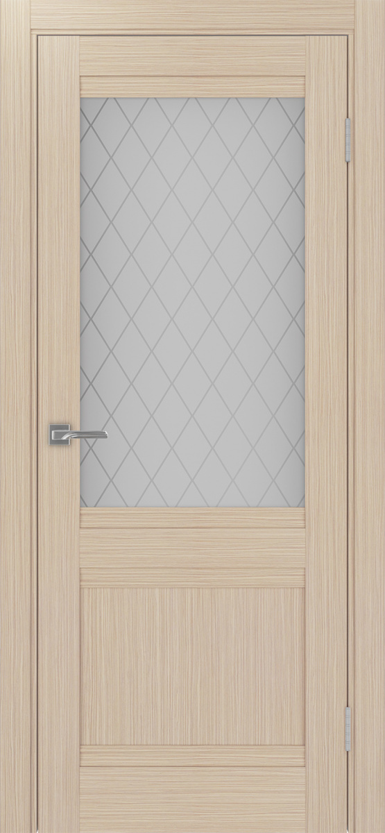Дверь межкомнатная Оптима Порте Турин 502U.21, цвет беленый дуб, экошпон, стекло кристалл