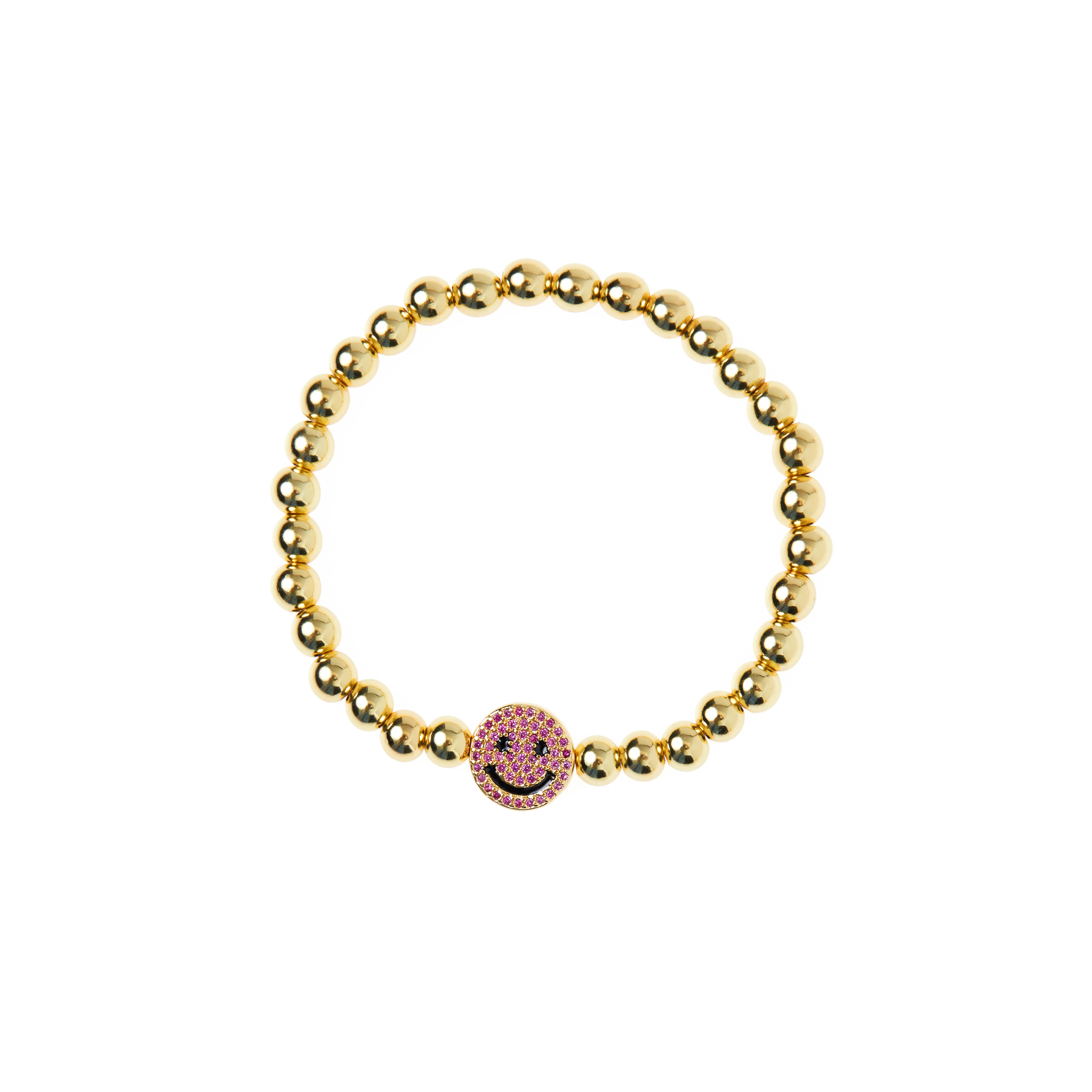 DÉJÀ VU Браслет Gold Smiley Face Bracelet - Pink déjà vu браслет gold puffy heart bracelet pink