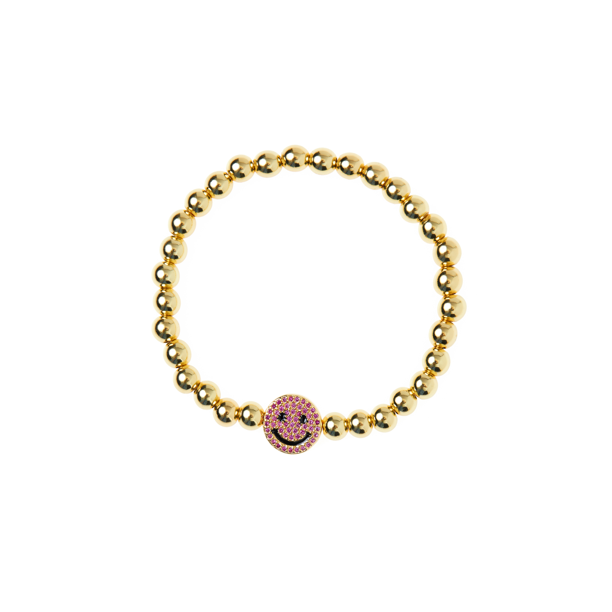 DÉJÀ VU Браслет Gold Smiley Face Bracelet - Pink déjà vu браслет pearly gold smiley flowers bracelet green