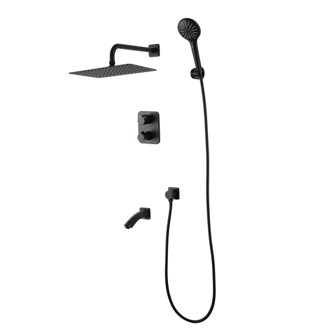 Lemark LM3742BL Встраиваемый термостатический смеситель с верхним душем 30х20 см, 3-х режимной лейкой для душа и изливом 19 см, латунь/хром