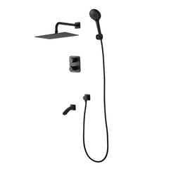 Lemark LM3742BL Встраиваемый термостатический смеситель с верхним душем 30х20 см, 3-х режимной лейкой для душа и изливом 19 см, латунь/хром фото