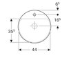Geberit VariForm Раковина встраиваемая в столешницу круглой формы, D=48 см, с отв. под смеситель, без отв. перелива