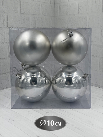 Набор шаров 4шт 10см House of Seasons серебро