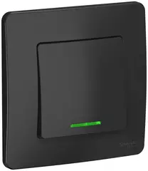 ВЫКЛ.1-кл..С/У подсветка, 10А 250B, АНТРАЦИТ BLNVS010116