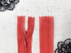 Молнии потайные, L 50 см, тёмно-коралловый