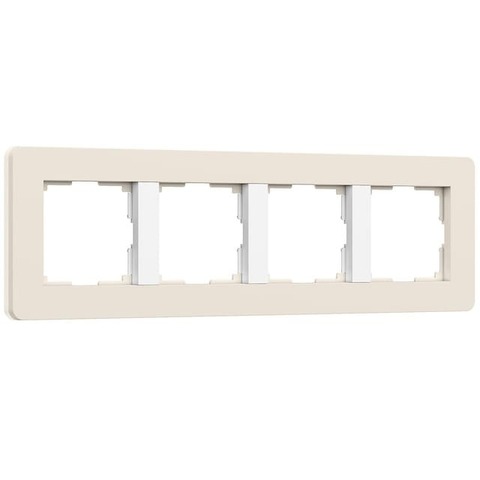 Рамка на 4 поста. Цвет Айвори/белый soft-touch. Werkel(Веркель). Split. a067257 / W0043066