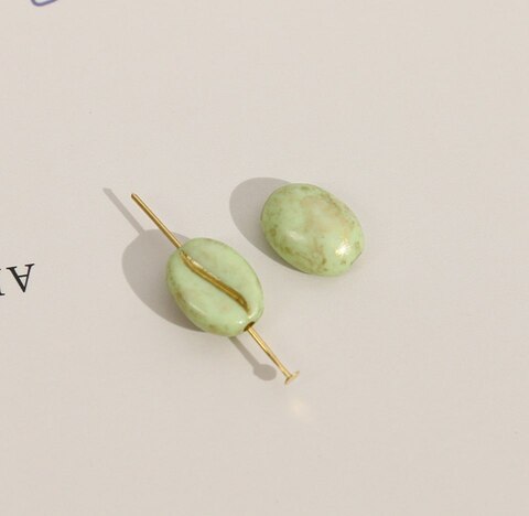 Подвеска Кофе зерно, мятный, акрил, 10*8 мм, Ф070