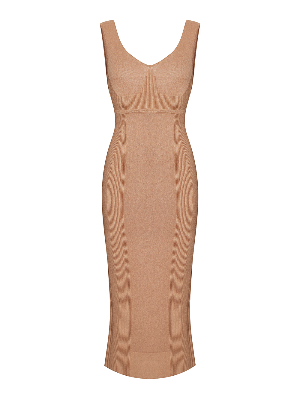 Женское платье светло-бежевого цвета из шелка и вискозы - фото 1