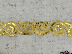 Тесьма термоузор орнамент, ш. 4,5 см, золото