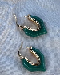 Серьги акцентные, конусы с зелеными вставками в стиле CELINE