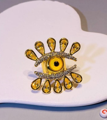 Кольцо глаз жёлтый с каплями в стиле Schiaparelli