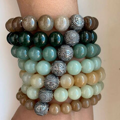 Браслет "Колесо судьбы". Чёрный нефрит. Бусины 10мм.