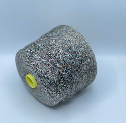 Бобинная пряжа, Cosmos, 1100м, 70% Вискоза, 30% Полиамид, Серебристый мультиколор+шишибрики.37743