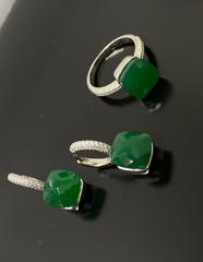 33336 -Серьги Caramel в стиле Pomellato из серебра с матовыми,изумрудными  кварцами