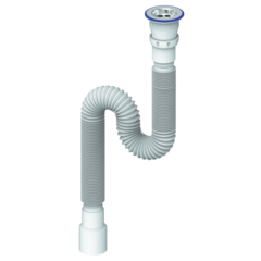 D230 СИФОН ГОФРИРОВАННЫЙ 1200мм С ПРИКРУЧИВАЮЩИМСЯ ВЫПУСКОМ 1 1/2  д.40