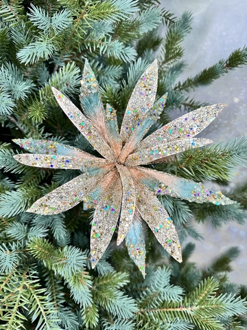 Веточка пальмы 30см ChristmasDeLuxe premium collection бирюзовая