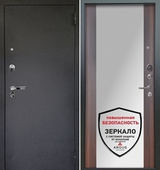 Входная сейф-дверь с зеркалом Аргус Люкс Про 3К Вояж коньяк калифорния/ Черный шелк