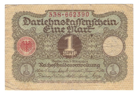 1 марка 1920 г. Германия. F+
