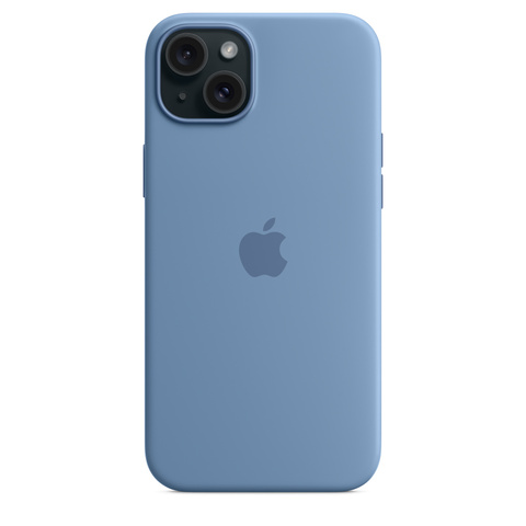 Чехол Apple iPhone 15 Plus Silicone Case MagSafe Winter Blue силиконовый светло-синего цвета