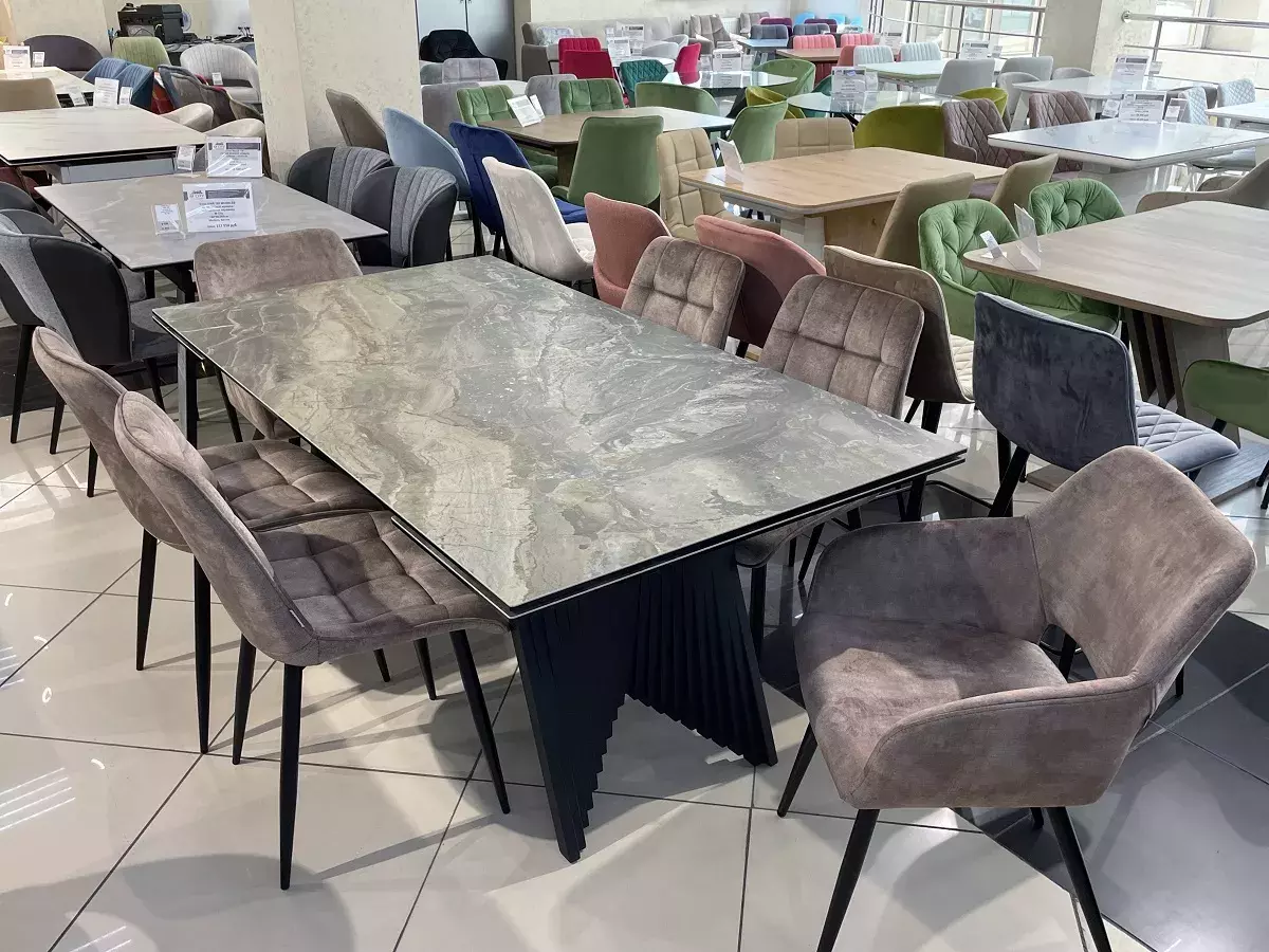 Стол IVAR 180 MARBLES KL-80 Серый мрамор, итальянская керамика, DISAUR