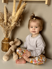 Комплект Mjölk Свитшот White Sand/Легинсы Happy Flowers