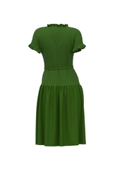 ❀ Гала. Платье из зелёного льна под пояс PL-421140-02