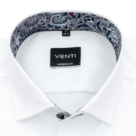 Рубашка Venti Modern Fit 193274600-000 белая с контрастной отделкой