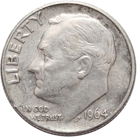 1 дайм (10 центов) 1964. (D) США Серебро VF