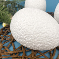 Яйца пасхальные большие, Белые, из пенопласта, размер 12*9 см, набор 3 штуки.
