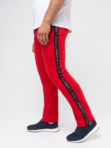 Спортивные штаны «Мастер» красного цвета без манжета. Лёгкий футер