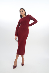 Платье LAUREN из 100% шерсти мериноса темно-красного цвета