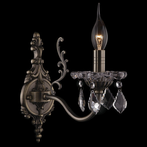 Настенный светильник 3281/1 античная бронза / прозрачный хрусталь