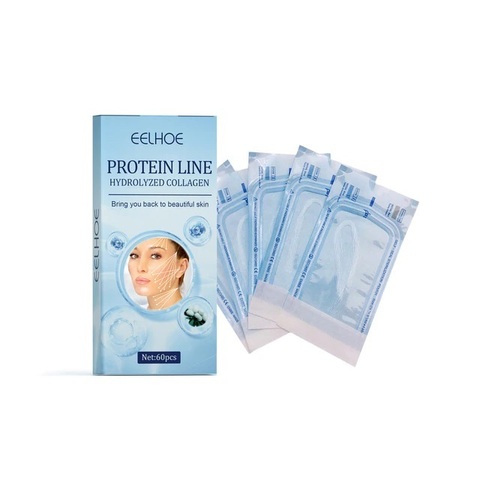 Протеиновые нити с фиброин-коллагеновой эссенцией для подтяжки и питания лица, 5 пакетиков по 12 штук