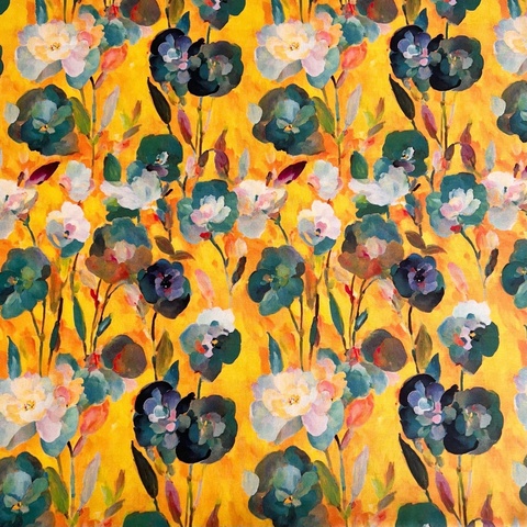 ЖЕЛТАЯ ЦВЕТОЧНАЯ АКВАРЕЛЬ, 100% хлопок
