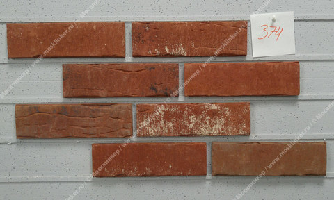 Stroeher - 374 shabbyrot, Steinlinge, состаренная поверхность, ручная формовка, 240x71x14 - Клинкерная плитка для фасада и внутренней отделки