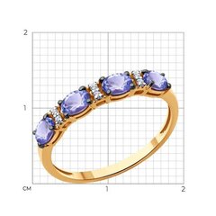 51-210-02756-1 - Кольцо из золота 585 пробы с дорожкой из танзанитов