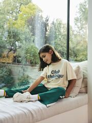 Футболка и спортивные брюки в комплекте для девочки Next E64-979, Зеленый, Молочный