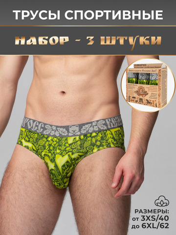 Комплект из 3-х спортивных трусов - «Весенний лес»