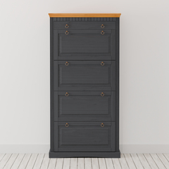 Тумба для обуви Неаполь из сосны, 4 двери с ящиком, 87х169х21 см, серый