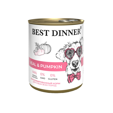 Best Dinner Телятина с тыквой для собак (упаковка 6 шт * 850 г)