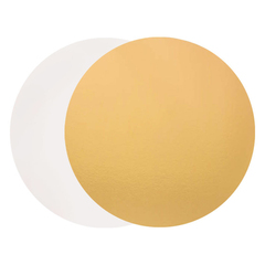 Подложка для торта, диаметр 16 см 0,8 мм (двухсторонняя золото/белая)